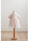 Kız Bebek Elbise Pembe Dantel Detaylı ve Fırfırlı Kol Tasarımı (6-36 Ay)
