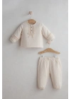 Kız Bebek Ethnic Style Alt Üst Takım Ekru Renk %100 Pamuk (6-36 Ay)