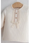 Kız Bebek Ethnic Style Alt Üst Takım Ekru Renk %100 Pamuk (6-36 Ay)