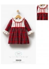 Kız Bebek Kırmızı Ekoseli Uzun Kollu Fırfırlı Masalsı Elbise - (6-24 Ay)