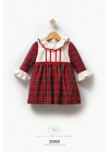 Kız Bebek Kırmızı Ekoseli Uzun Kollu Fırfırlı Masalsı Elbise - (6-24 Ay)