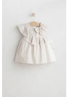Kız Bebek Nostalgia Elbise Bej Renk - Fırfırlı ve Kurdele Detaylı Şık Tasarım (6-36 Ay)
