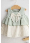 Kız Bebek Spanish Style Elbise Şort Takım Yeşil Renk - Katmanlı Fırfır ve Kurdele (6-36 Ay)