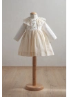 Baby Girl Dress Light Yellow Ruffled Collar with Lace Embroidery Design (6-36 Months)
