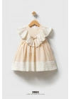 Kız Bebek Peri Fırfırlı Elbise Bej Renk - Doğal Kumaş ve Modern Dokunuş (6-36 Ay)
