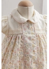 Kız Bebek Elbise Bej Çiçek Desenli ve Yaka Detaylı (6-36 Ay)