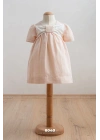 Toptan Kız Bebek Elbise Pudra Renk Yazlık Elbise (6-36 Ay)