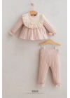 Kız Bebek Soft Flower Fırfır ve Dantel Detaylı 2li Alt Üst Takım Pudra (6-36 Ay)