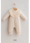 Kız Bebek Soft Flower Fırfırlı Dantel Detaylı Ekru Tulum (0-9 Ay)