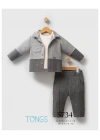 Toptan Erkek Bebek Customary 3Lü Takım Gri Renk Kışlık 2Li Takım (6-36 Ay)