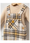 Toptan Erkek Bebek Hardal Renk Big Plaid Kışlık Salopet (3-12 Ay)