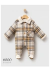 Toptan Erkek Bebek Hardal Renk Big Plaid Kışlık Tulum (0-9 Ay)