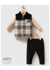 Toptan Erkek Bebek Yeşil Renk Big Plaid Kışlık Üçlü Takım (9-36 Ay)