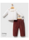 Toptan Kız Bebek Bordo Renk Bow Forever Kışlık Üçlü Takım (9-36 Ay)