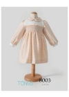 Toptan Kız Bebek Ekose Elbise Pudra Renk Kışlık Elbise (6-36 Ay)