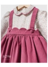 Toptan Kız Bebek Mürdüm Renk Little Flowers Kışlık Elbise (1-5 Yaş)