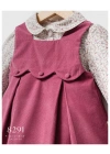 Toptan Kız Bebek Mürdüm Renk Little Flowers Kışlık Elbise (6-36 Ay)