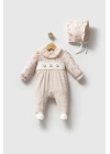 Toptan Kız Bebek Patchwork Tulum Pembe Renk Mevsimlik Tulum (0-6 Ay)