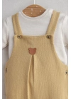 Erkek Bebek Little Bear Nakışlı Salopet Hardal Renk %100 Pamuk (3-12 Ay)