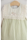 Kız Bebek Love Of The Bowl Elbise Yeşil Renk - Dantel Kare Yaka ve Gofre Kumaş (6-36 Ay)