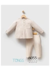 Toptan Erkek Bebek 2Li Takım Ekru Renk Mevsimlik T-Shirt (6-36 Ay)
