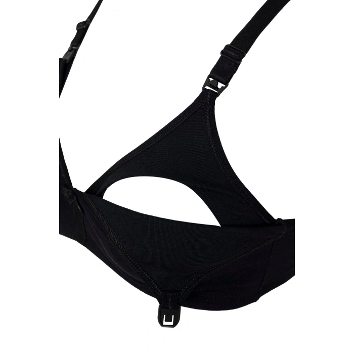 Pamuklu Kancalı Pencereli Siyah emzirme Sütyeni