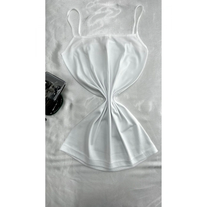 Beyaz Ribana Mat Biyeli Ip Askılı 6lı Paket Atlet