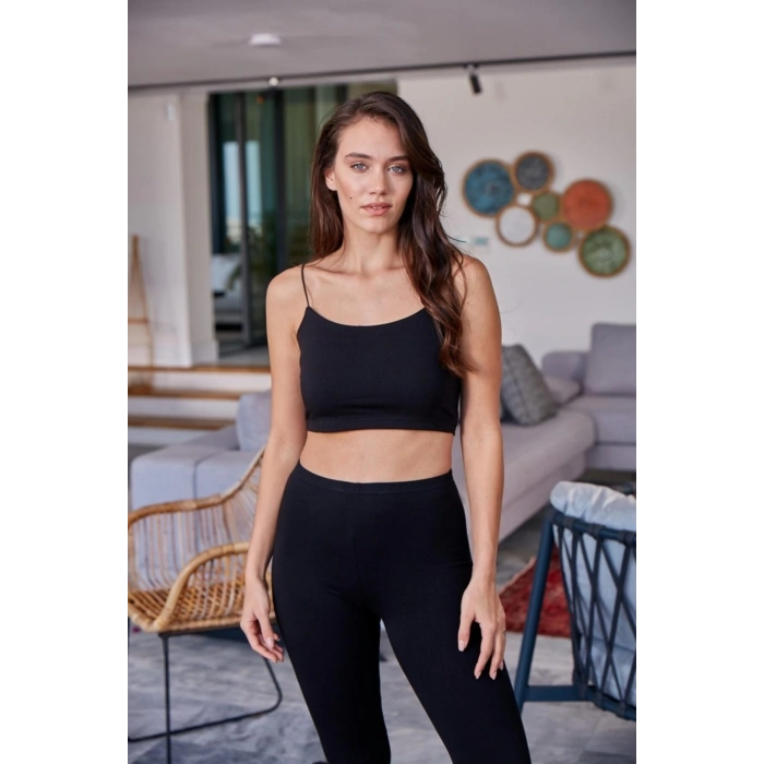 Kadın Siyah Yarım Atlet Ip Askılı Büstiyer