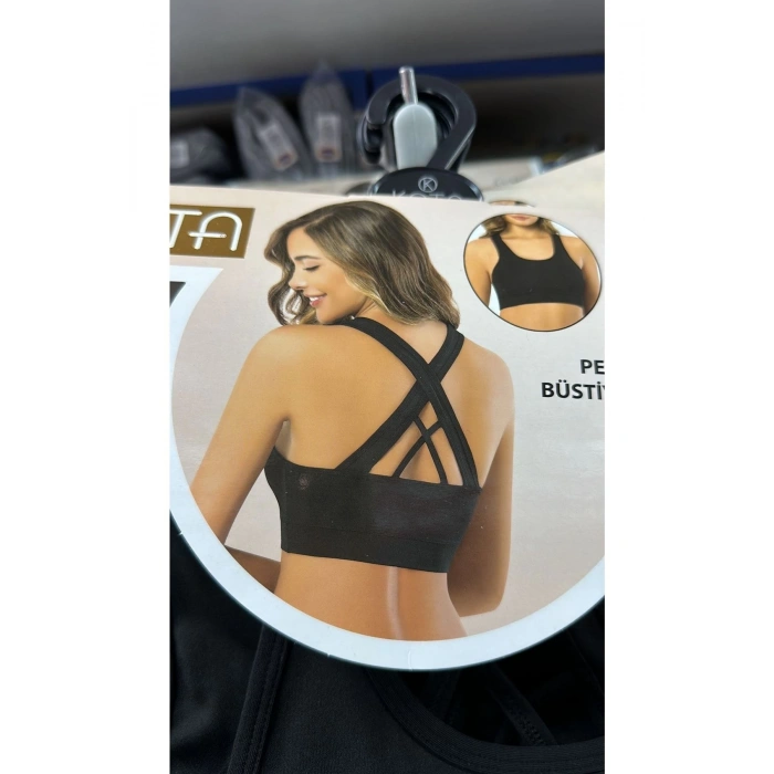 Sırtı Çapraz Pedli Kare Yaka Spor Sütyeni