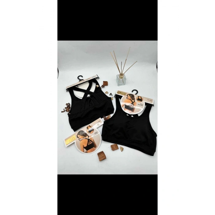 Sırtı Çapraz Pedli Kare Yaka Spor Sütyeni