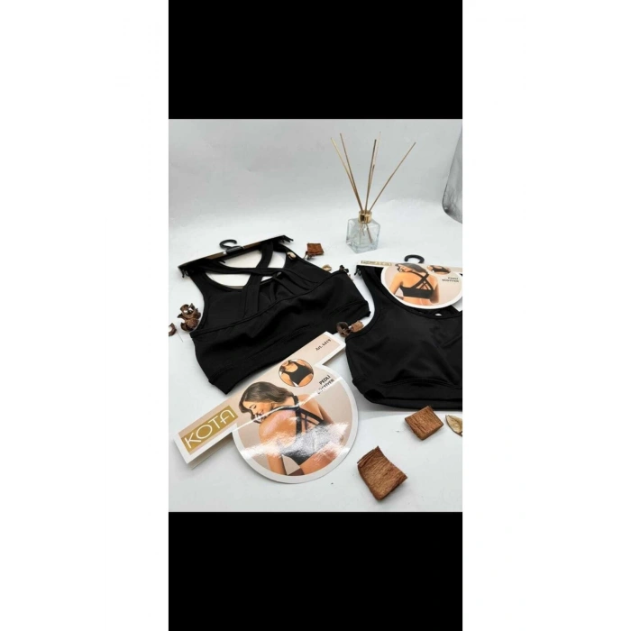 Sırtı Çapraz Pedli Kare Yaka Spor Sütyeni