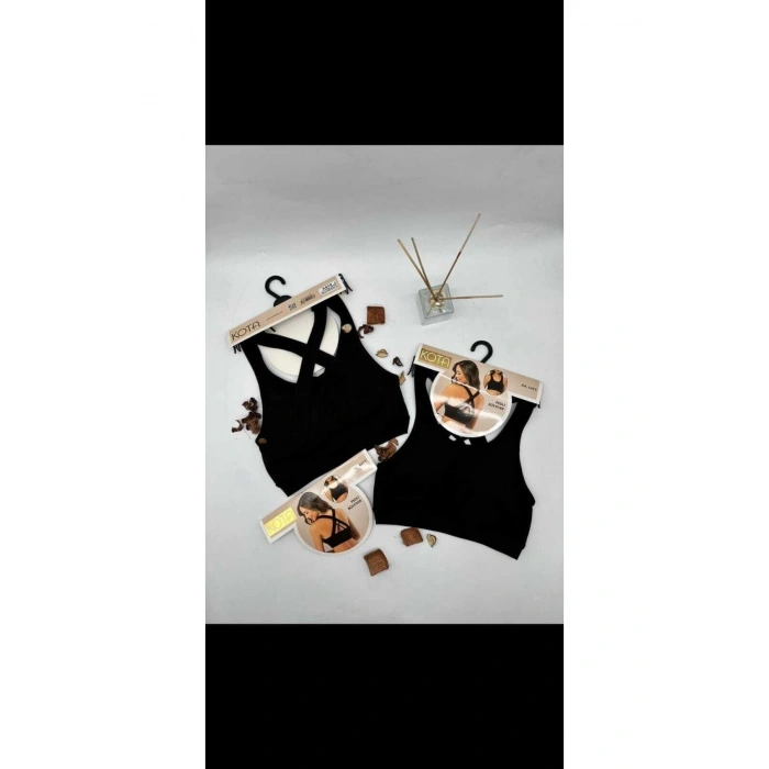 Sırtı Çapraz Pedli Kare Yaka Spor Sütyeni