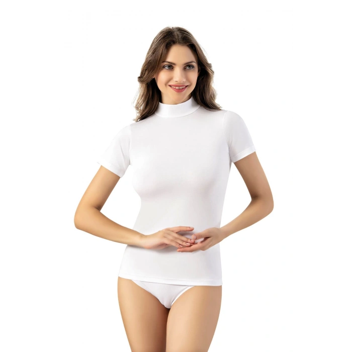 Kadın Kısa Kollu Yarım Boğazlı Bluz Atlet Bady