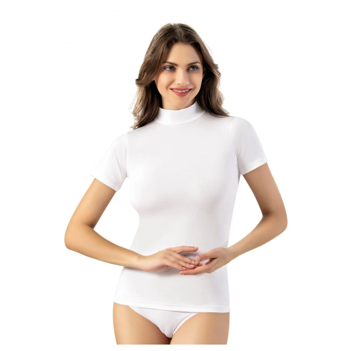 Kadın Kısa Kollu Yarım Boğazlı Bluz Atlet Bady