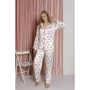 Saten Kalp Desenli Saten Pijama Takımı