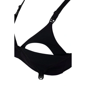 Pamuklu Kancalı Pencereli Siyah emzirme Sütyeni