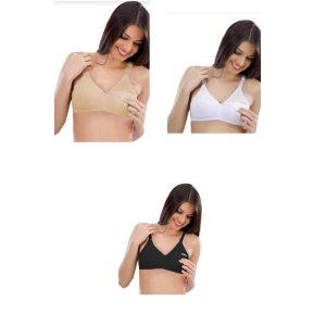 Kadın Penye Pamuklu Kolay Açılabilir Kancalı Emzirme Südyeni 3lü Paket