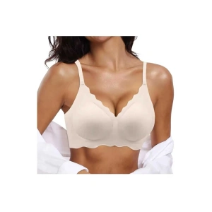 Lazer Kesim Dikişsiz Çıkarılabilir Pedli Görünmez Hiç Yok Sütyen Krem