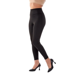 Kadın Yüksek Bel Dalgıç Kumaş Likralı Siyah Uzun Tayt