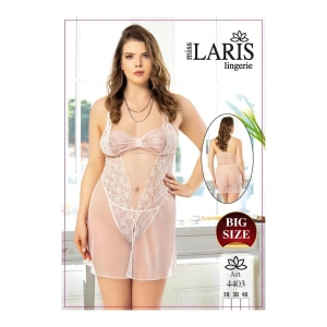 BÜYÜK BEDEN DANTEL İŞLEMELİ TÜL GECELİK TAKIM 4403