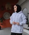 Kapşonlu Kanguru Cepli Sweatshirt Gri