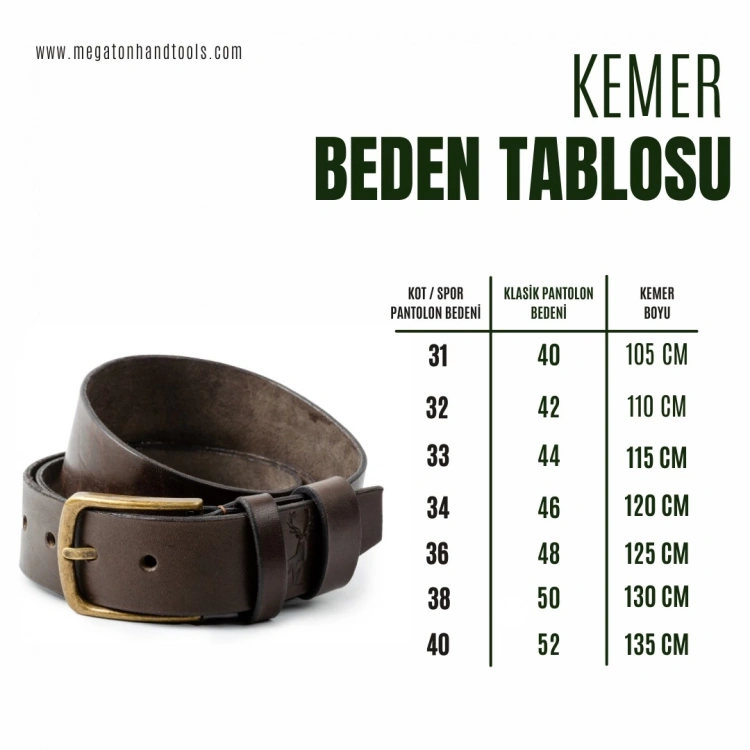 El Yapımı Erkek Deri Kemer V10