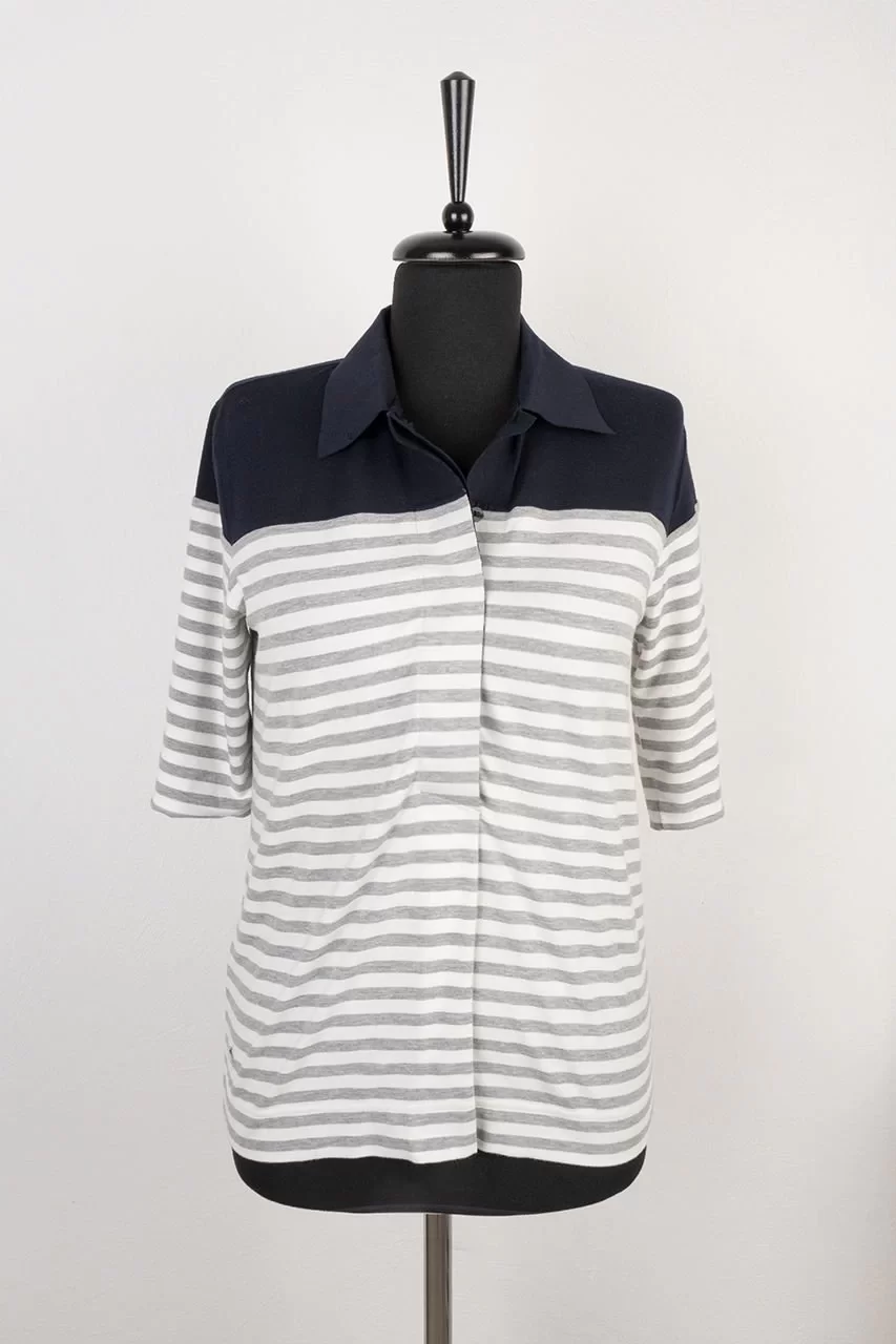 Lacoste Gömlek Yaka Çizgili Bluz