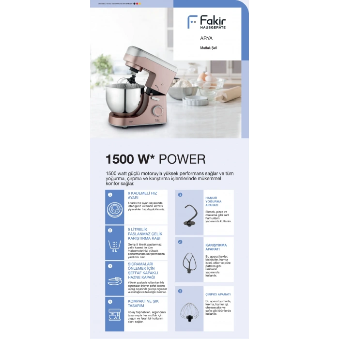 Fakir Arya Mutfak Şefi / Stand Mikser F Blue