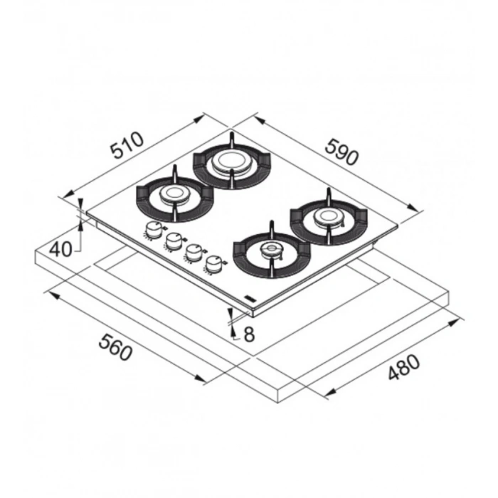 Franke Ocak FHMF 604 4GC BK 106.0541.748