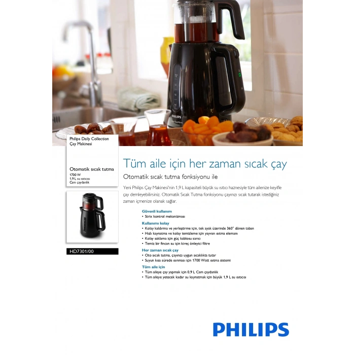 Philips HD7301 Siyah Çay Makinesi