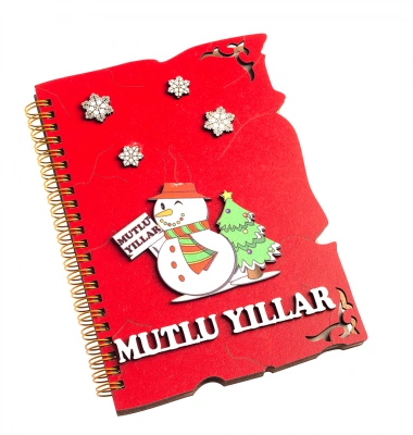 Yılbaşı Temalı Ahşap Telli Defter
