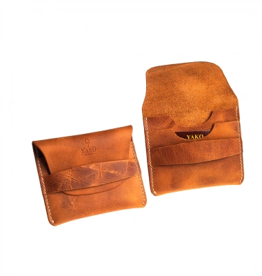 Hakiki Deri El Yapımı Kartlık Kapaklı Kahverengi