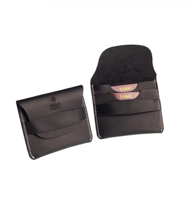 Hakiki Deri El Yapımı Kartlık Kapaklı Siyah