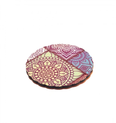 Mandala Desenli Ahşap Bardak Altlığı